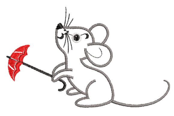 Cute Mouse with Red Umbrella Embroidery Review